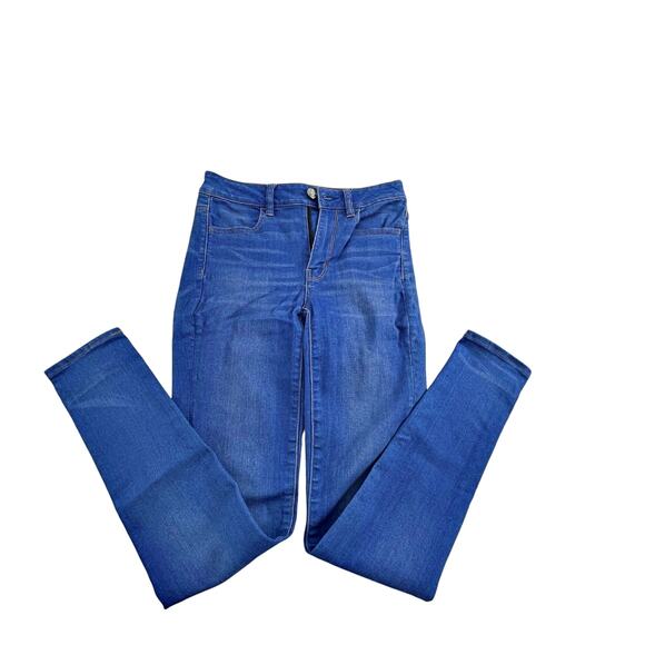 American Eagle Lot 3 Hi Rise Jegging Super Stretch Jean Light Med Indigo Wash 2 - Picture 3 of 12